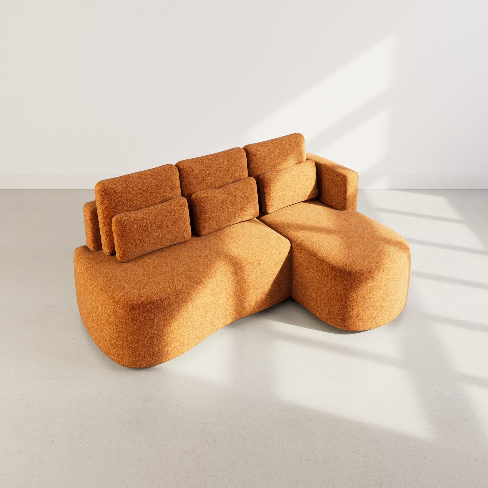 Voir la diapositive 6 : LISA DESIGN Mahina - canapé d'angle droit 4 places convertible avec coffre en tissu texturé