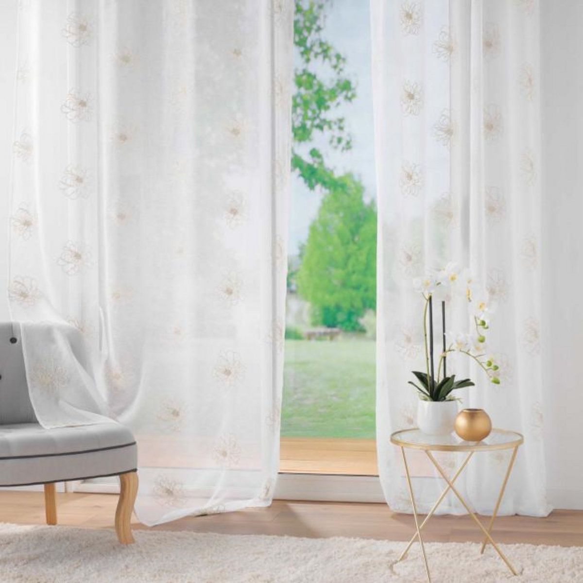 Paris Prix Rideau Voilage à Œillets  Sublimini  140x240cm Or