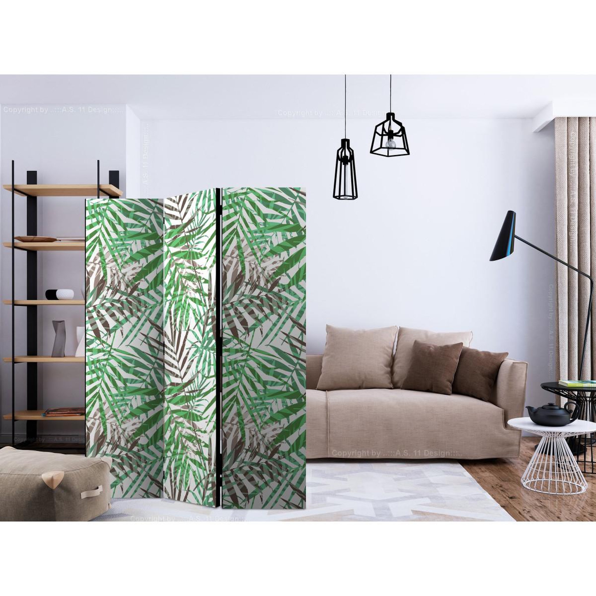 Voir la diapositive 2 : Paris Prix Paravent 3 volets  wild leaves  135x172cm