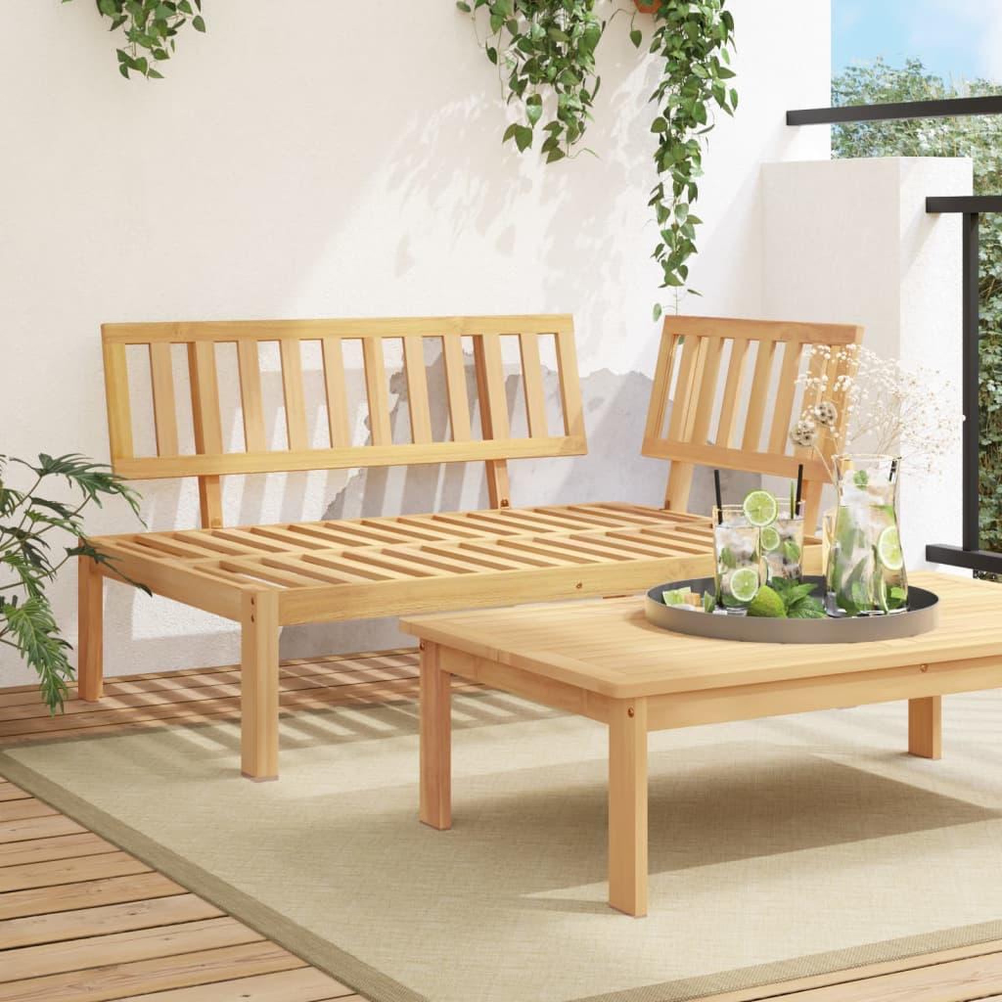 VIDAXL Canape d'angle palette de jardin bois massif d'acacia