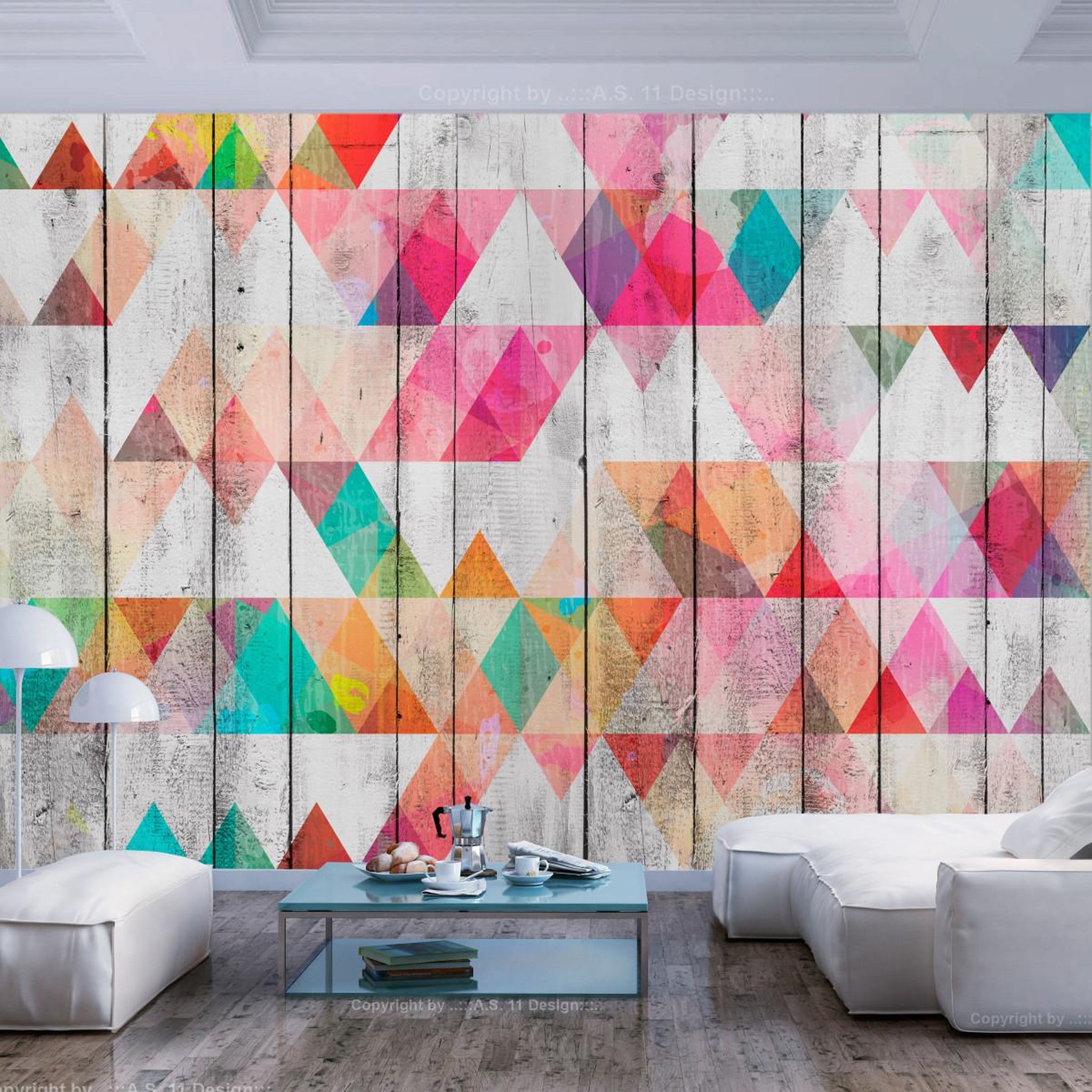 Voir la diapositive 1 : Paris Prix Papier Peint  Rainbow Triangles