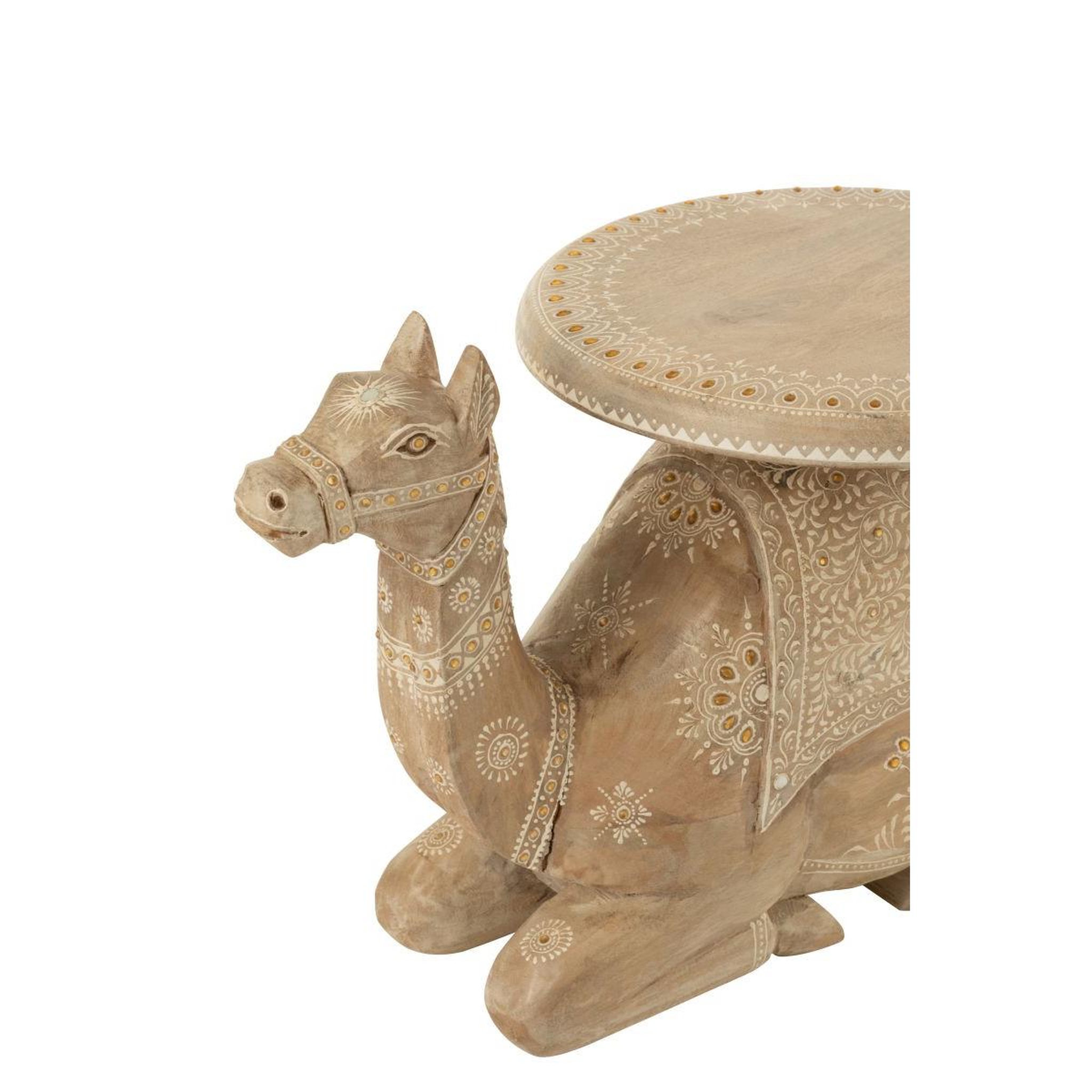 Voir la diapositive 6 : J-LINE Table d'appoint chameau en bois  perle du sahara  58cm naturel