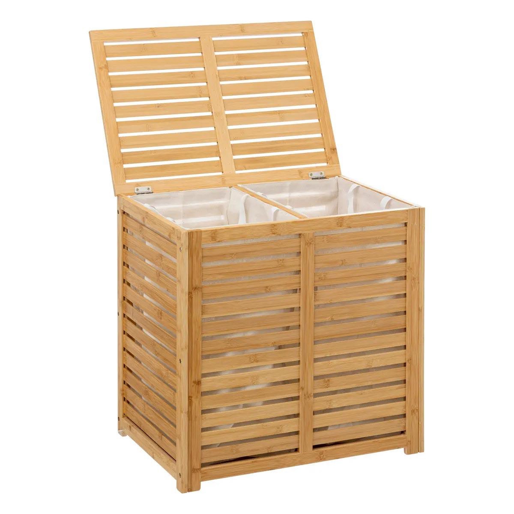 Voir la diapositive 2 : FIVE Panier à linge double bambou  sicela  60cm naturel