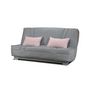 Voir la diapositive 3 : GRUHIER COMFORT BULTEX Banquette clic clac - Tissu Gris + Coussins deco rose - L193 x P9