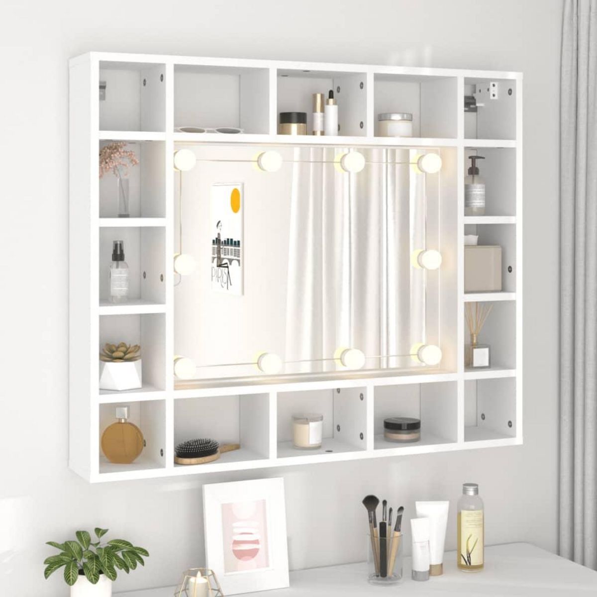 VIDAXL Armoire de miroir avec LED Blanc 91x15x76,5 cm