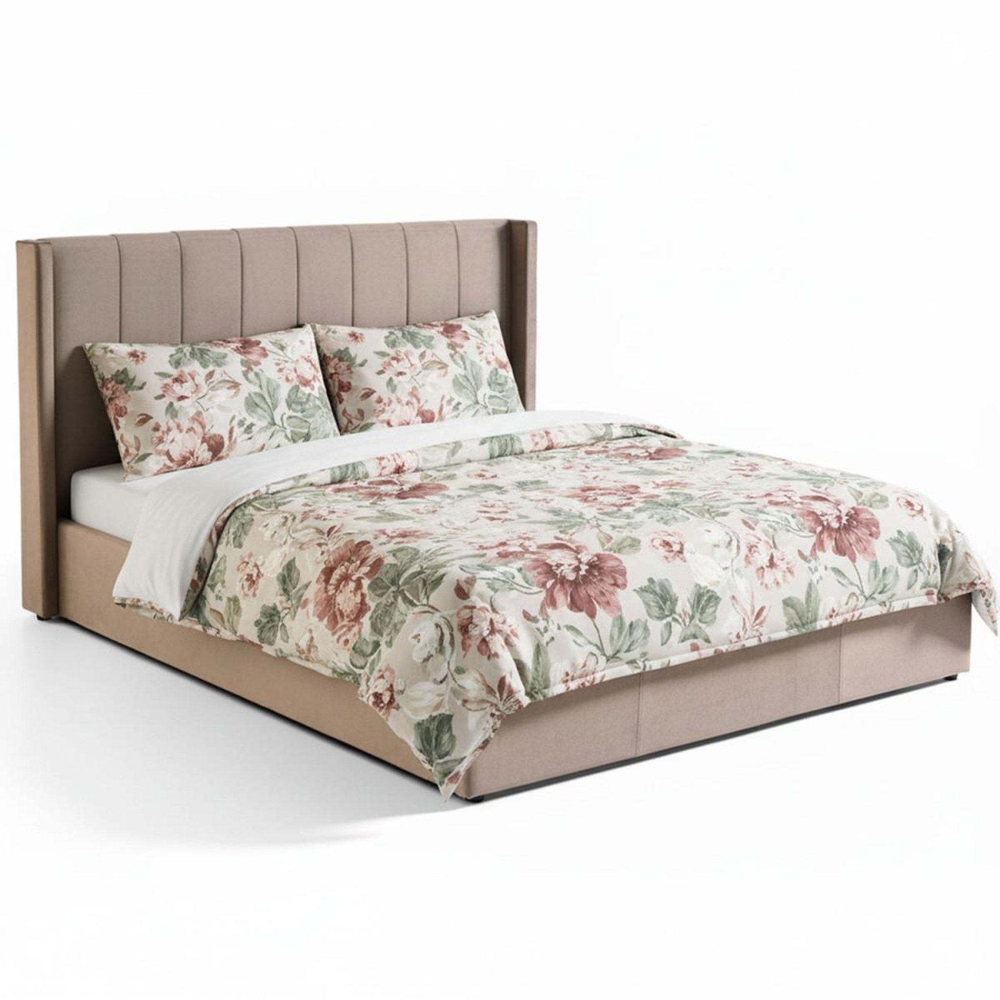 Voir la diapositive 4 : Paris Prix Pack lit coffre en velours & matelas  maggie & goodream  180x200cm taupe