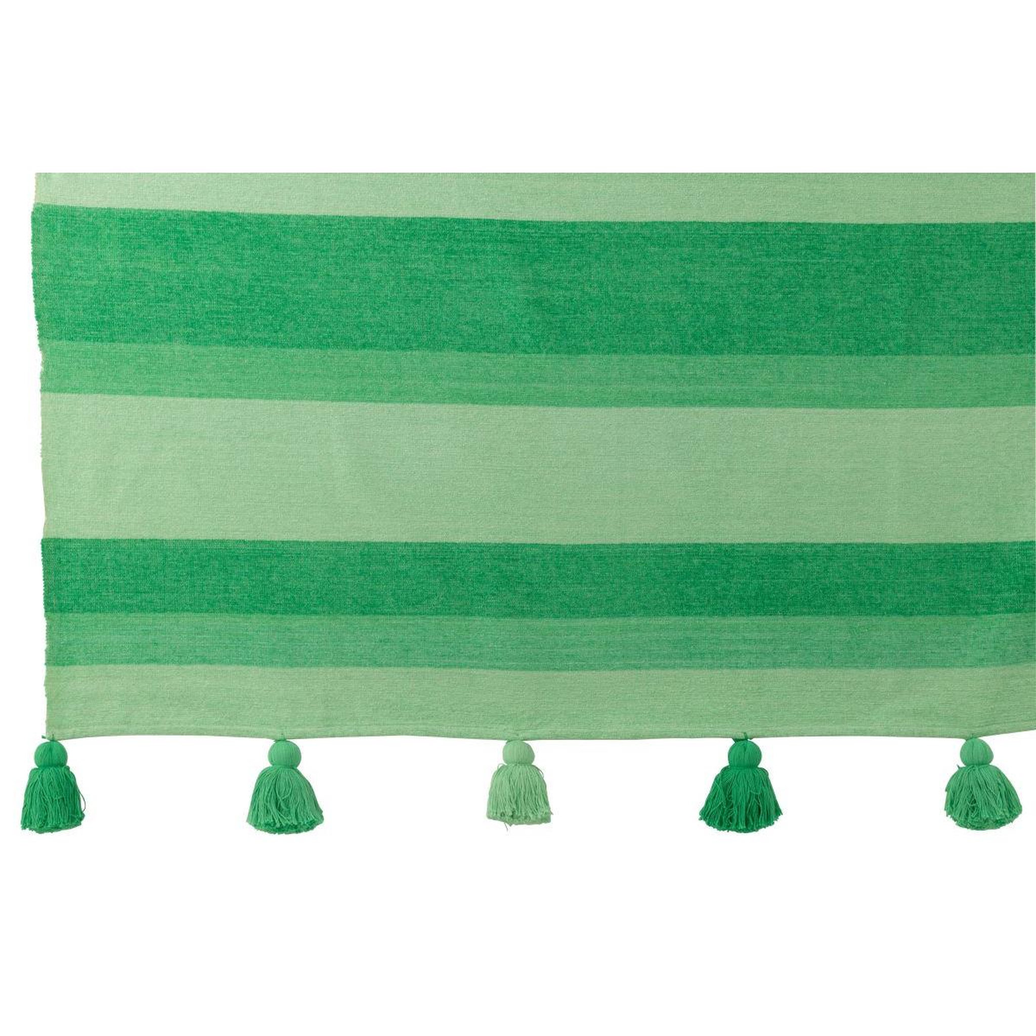 Voir la diapositive 2 : J-LINE Plaid rayé à pompons  polly  130x180cm vert