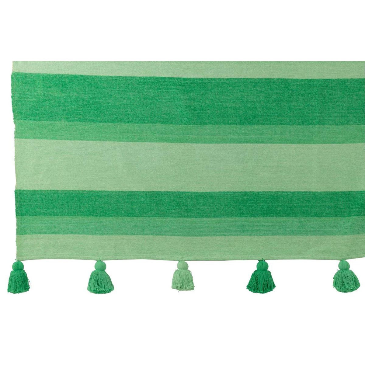 Paris Prix Plaid Rayé à Pompons  Polly  130x180cm Vert