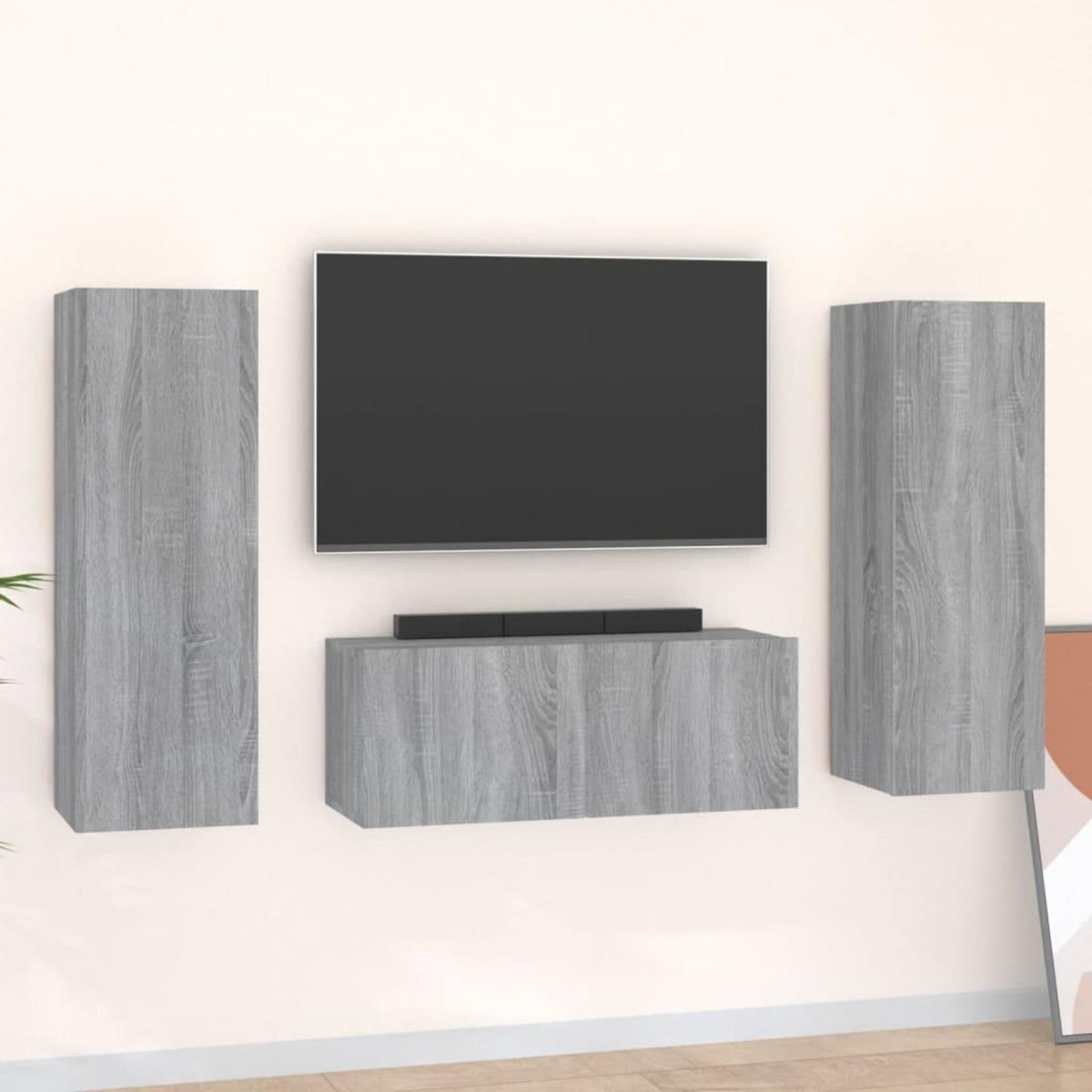 VIDAXL Ensemble de meubles TV 3 pcs Sonoma gris Bois d'ingenierie