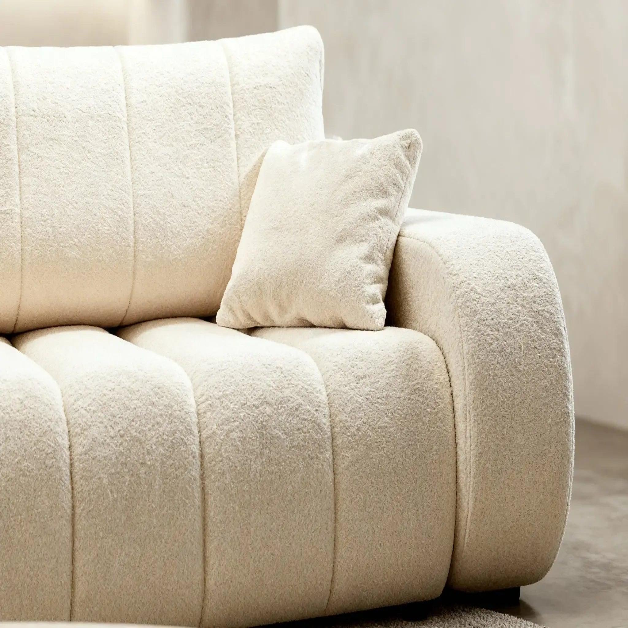 Voir la diapositive 6 : CASANOVA PARIS Celeste - canapé droit convertible tissu bouclette 3 places
