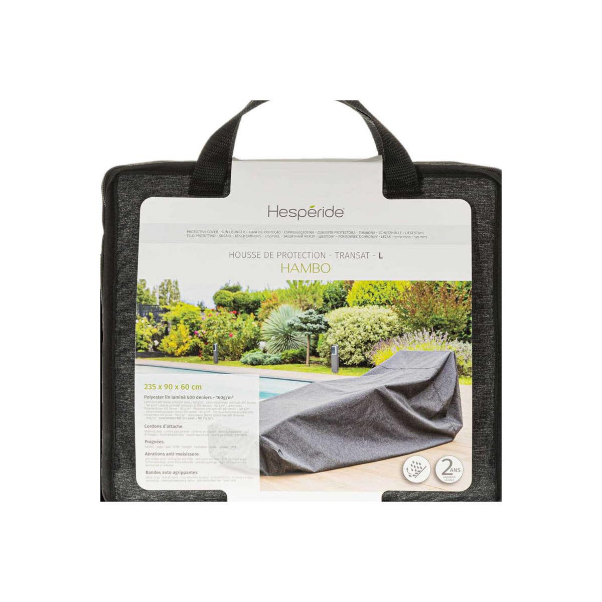 HESPERIDE Housse pour transat Hambo gris - 235 x 90 x 60 cm - Hespéride