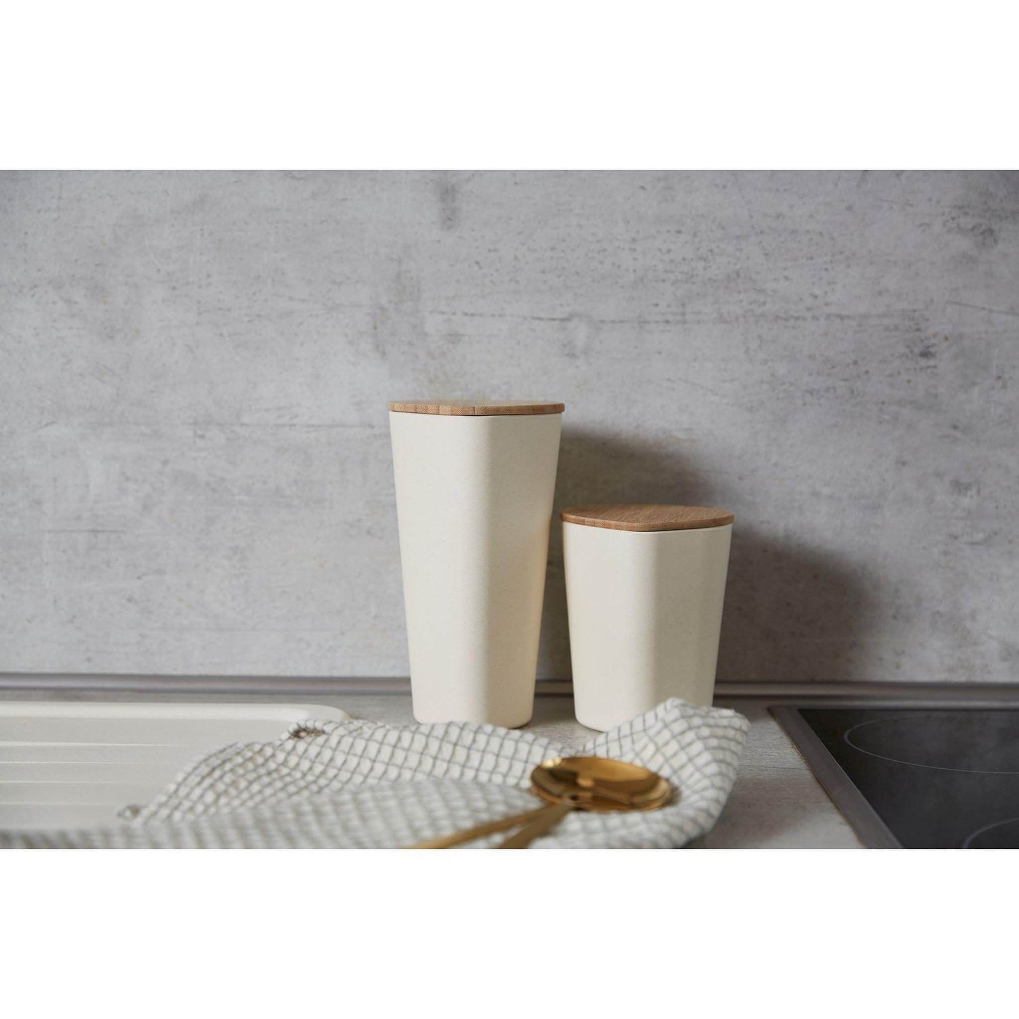 Voir la diapositive 4 : Wenko Boîte de conservation aliment scandi derry - 1 l - beige