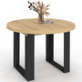 Voir la diapositive 4 : ID MARKET Table à manger extensible ronde PHOENIX 4-10 personnes bois et noir 110-200 cm