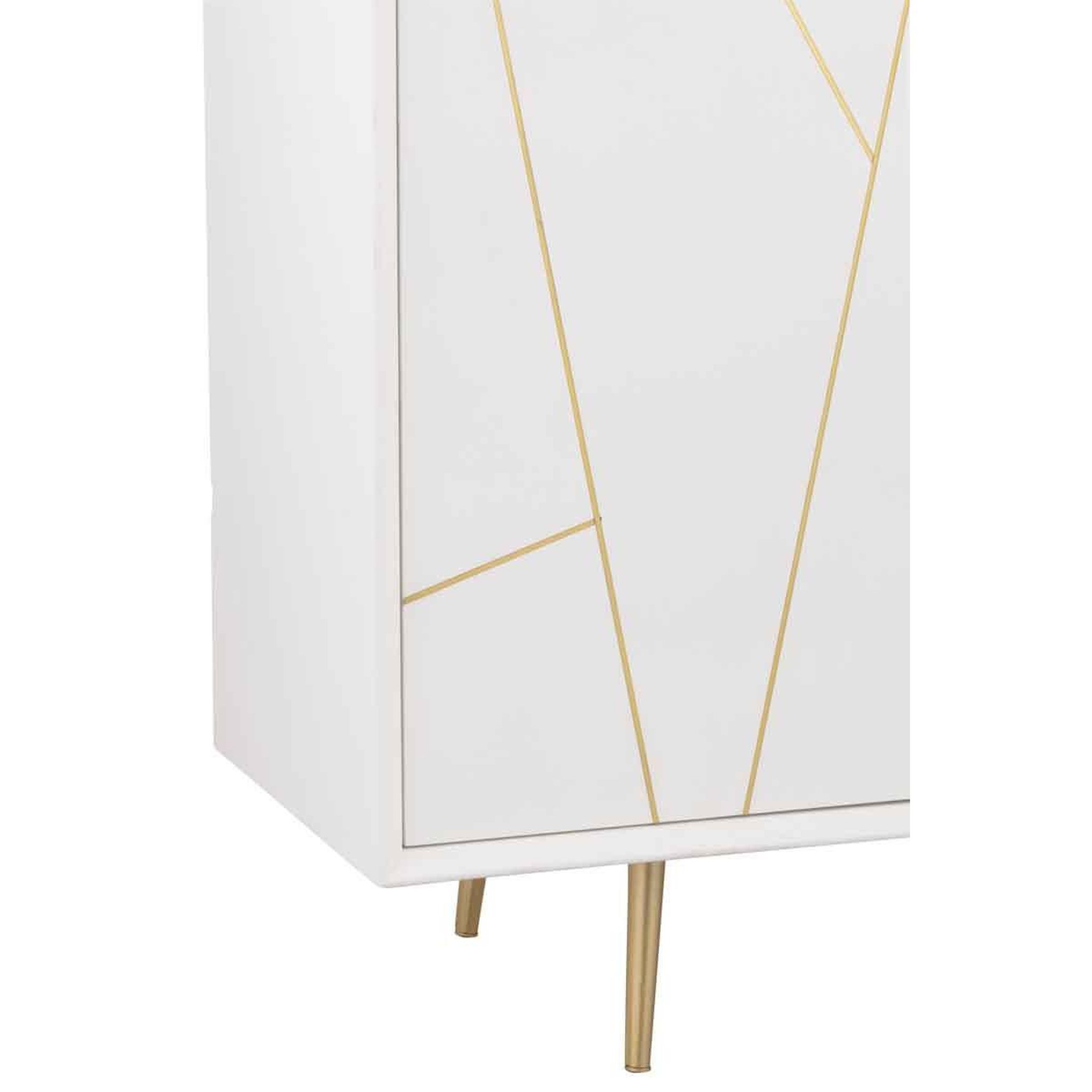 Voir la diapositive 6 : J-LINE Buffet 4 Portes Design  Remina  160cm Blanc & Or