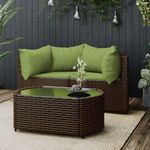 VIDAXL Salon de jardin 3 pcs avec coussins marron resine tressee