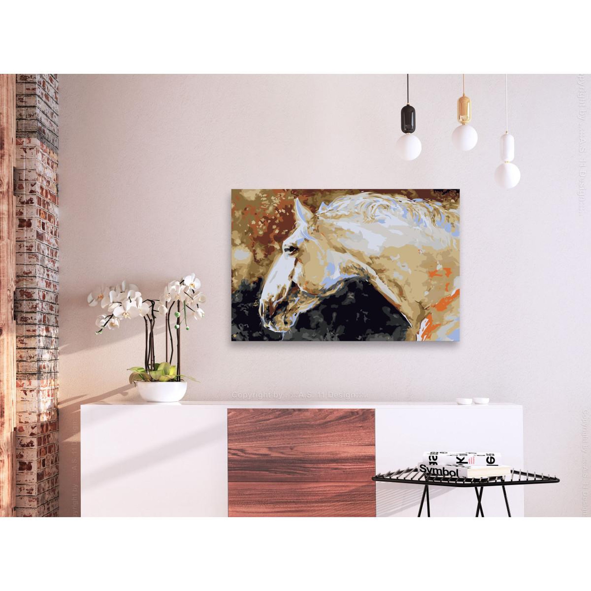 Voir la diapositive 2 : Paris Prix Tableau à peindre soi-même  cheval blanc  40x60cm