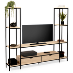 ID MARKET Ensemble meuble TV 164 cm DETROIT avec étagères design industriel
