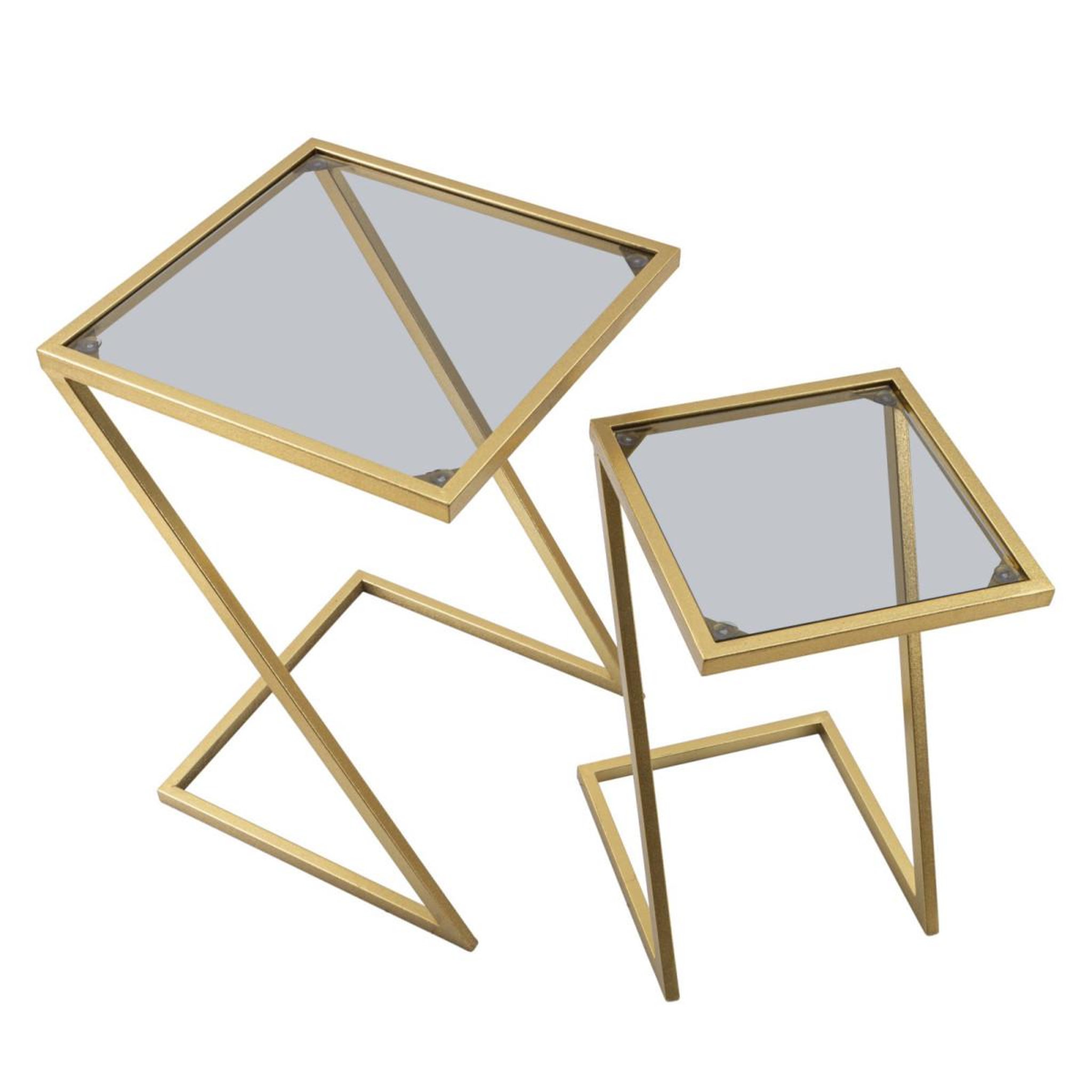 Voir la diapositive 4 : Paris Prix Lot de 2 Tables d'Appoint Gigognes  Zoe  60cm Or