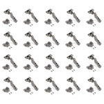 EMUCA SRL Lot de 20 charnières coudées X91 avec fermeture amortie et embases Euro -  hauteur 0 -  nickelé -  titane