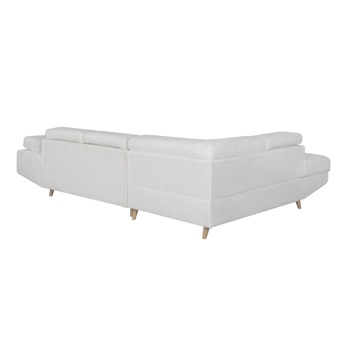 Canapé d'angle convertible 5places tissu bouclette blanc MARIUS 