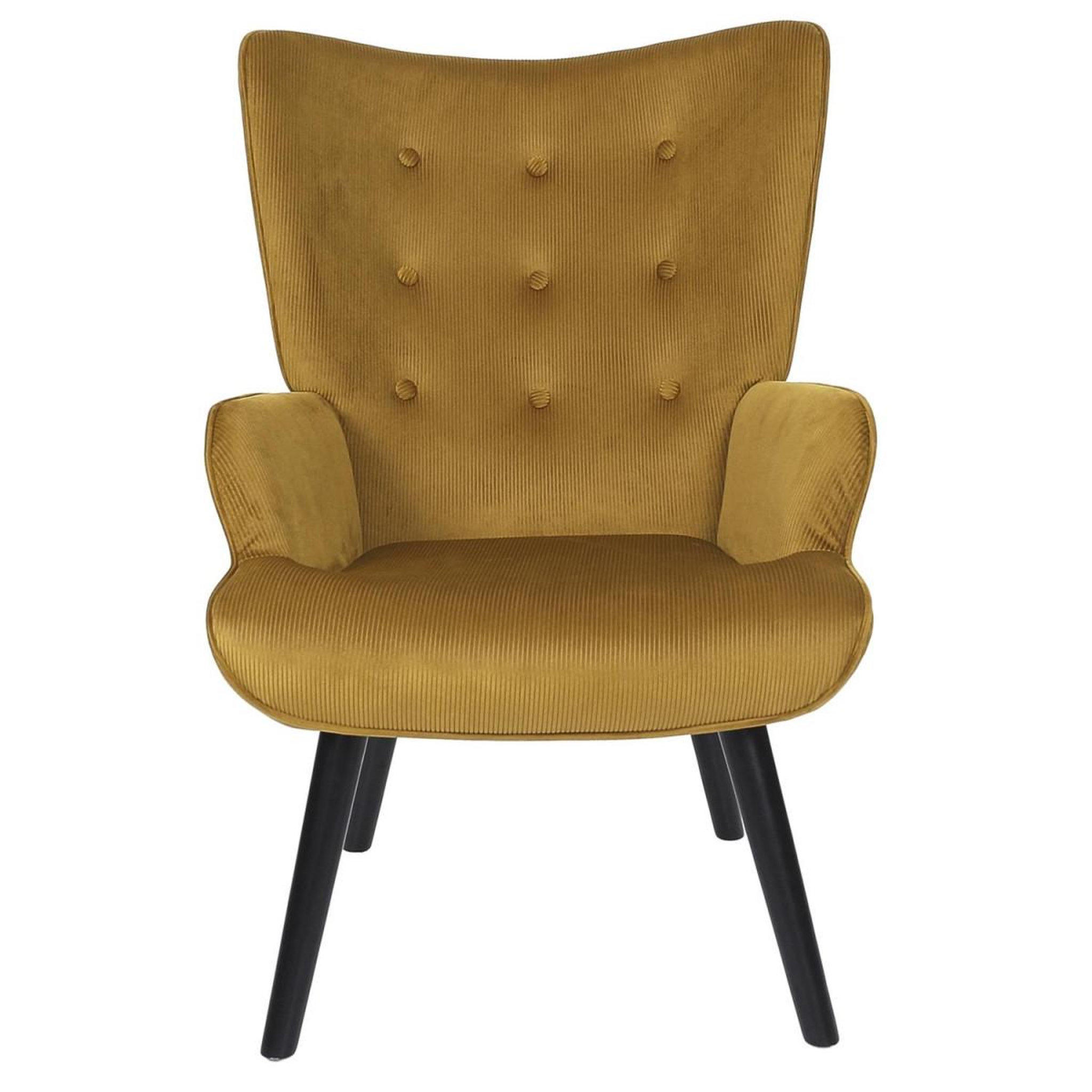 Voir la diapositive 2 : The Home Deco Factory Fauteuil en velours côtelé  giulia  96cm jaune