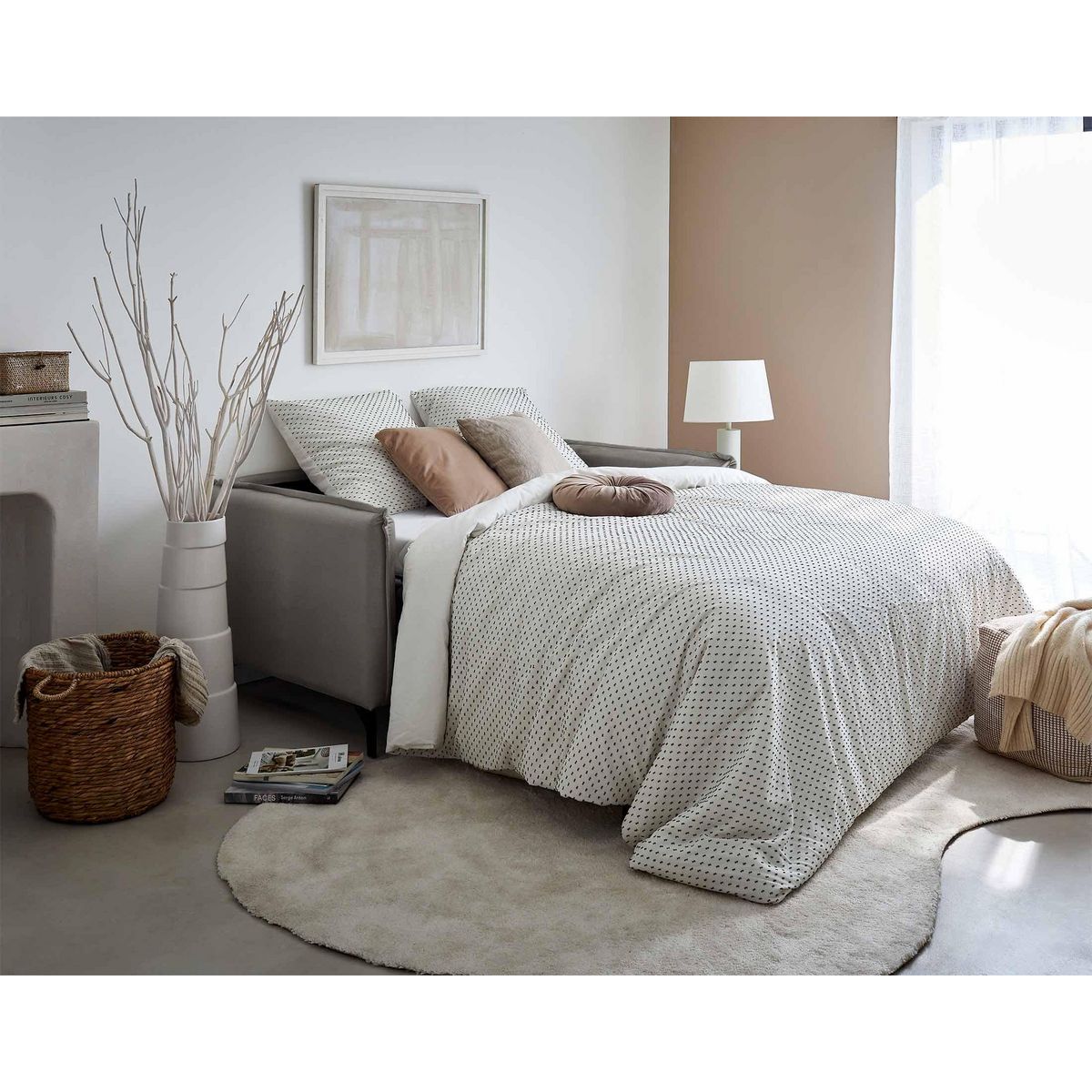 LISA DESIGN Agate - canapé 3 places convertible - couchage quotidien - matelas 14 cm - en velours