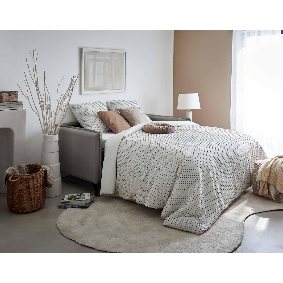 LISA DESIGN Agate - canapé 3 places convertible - couchage quotidien - matelas 14 cm - en velours