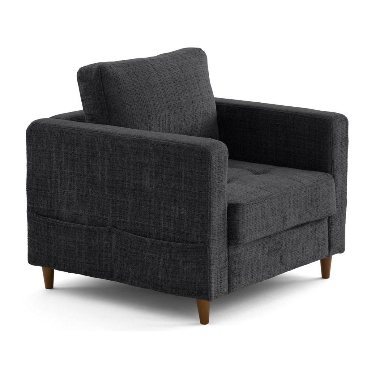 LISA DESIGN Anna - fauteuil avec poche en velours texturé - pieds en bois