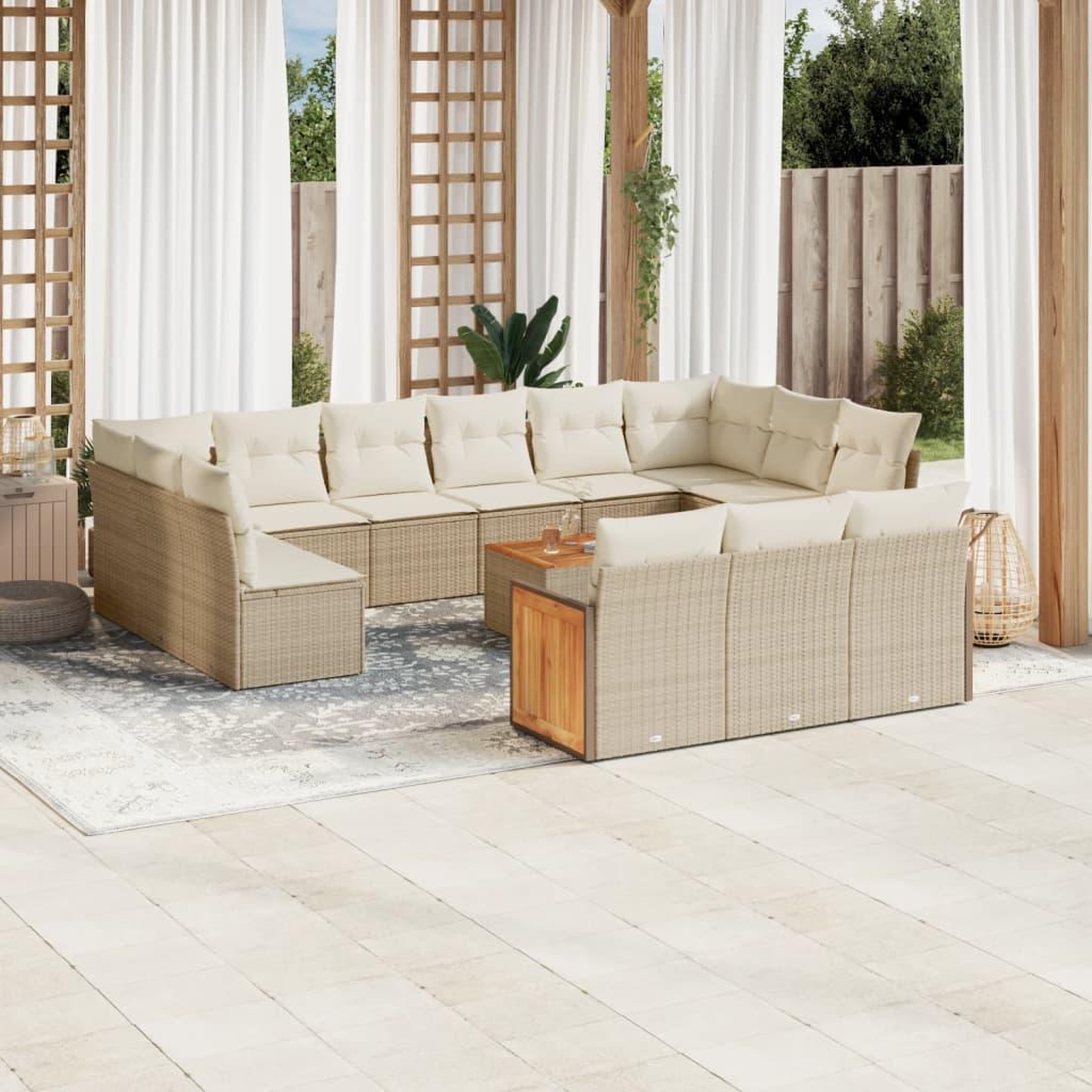 Voir la diapositive 1 : VIDAXL Salon de jardin avec coussins 14 pcs beige resine tressee