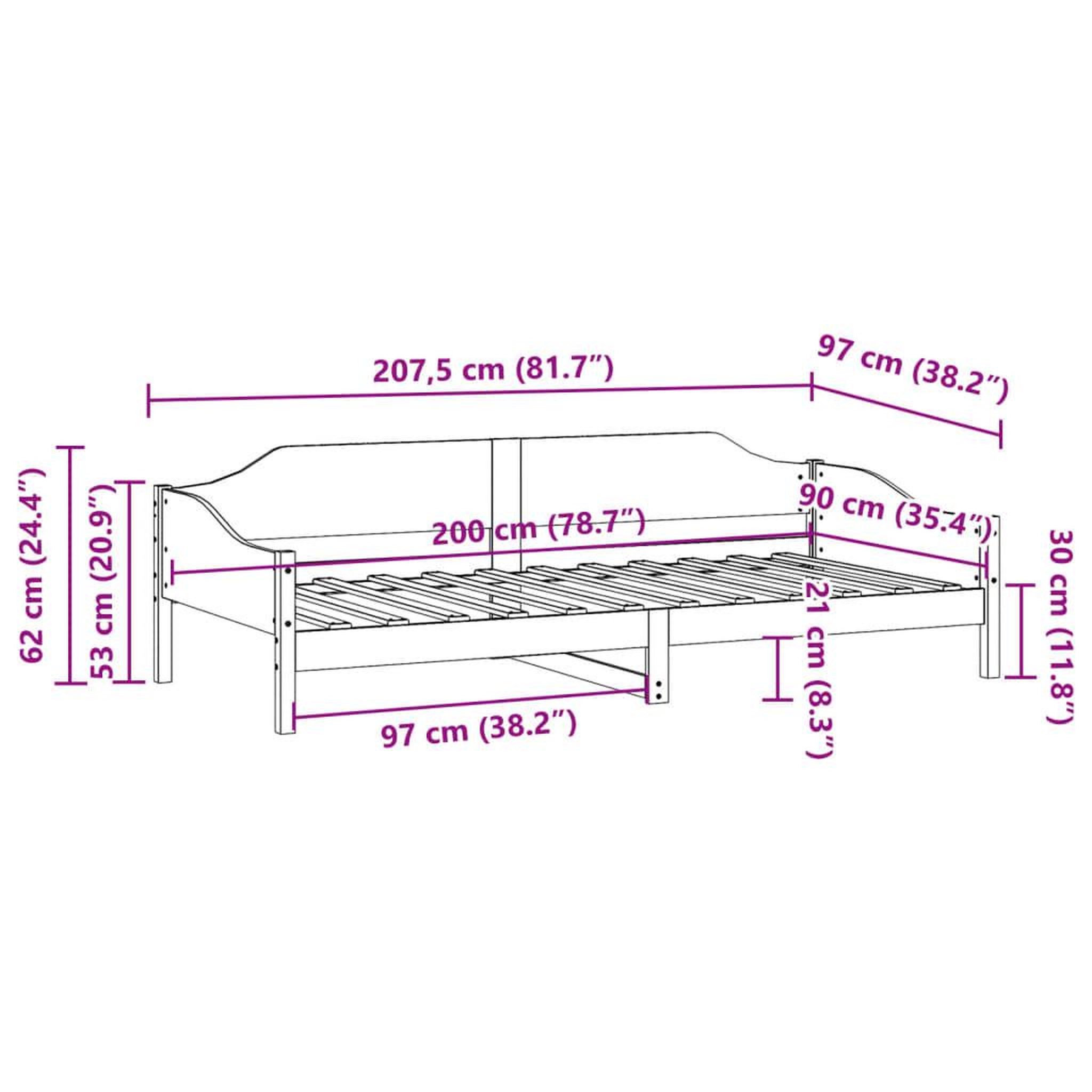 Voir la diapositive 6 : VIDAXL Cadre de lit sans matelas blanc 90x200 cm bois de pin massif