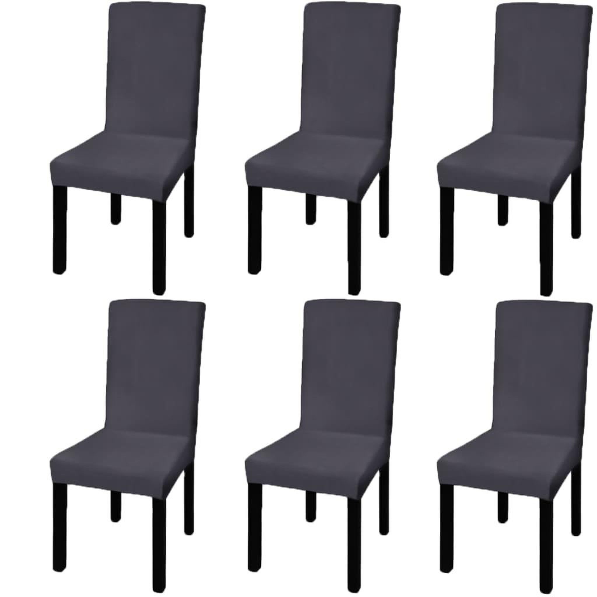 Voir la diapositive 1 : VIDAXL Housse de chaise droite extensible 6 pcs anthracite