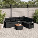 VIDAXL Salon de jardin 7 pcs avec coussins noir resine tressee