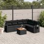 Voir la diapositive 1 : VIDAXL Salon de jardin 7 pcs avec coussins noir resine tressee
