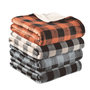 Voir la diapositive 3 : ACTUEL Plaid imprimé carreaux double face flanelle/sherpa 