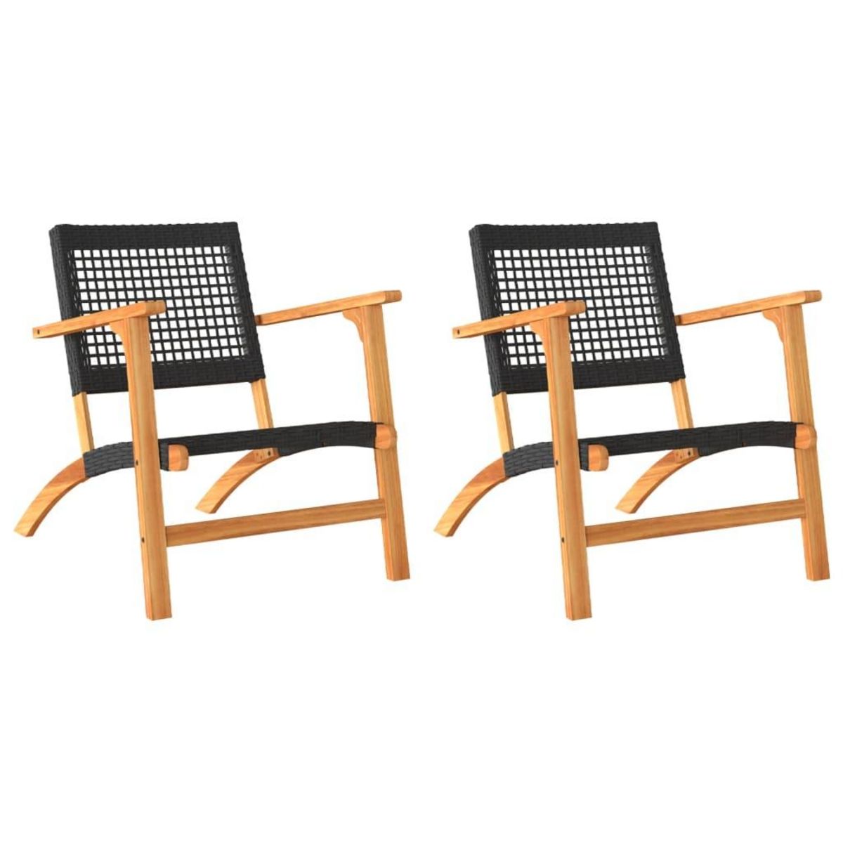VIDAXL Chaises de jardin lot de 2 noir resine tressee et bois d'acacia