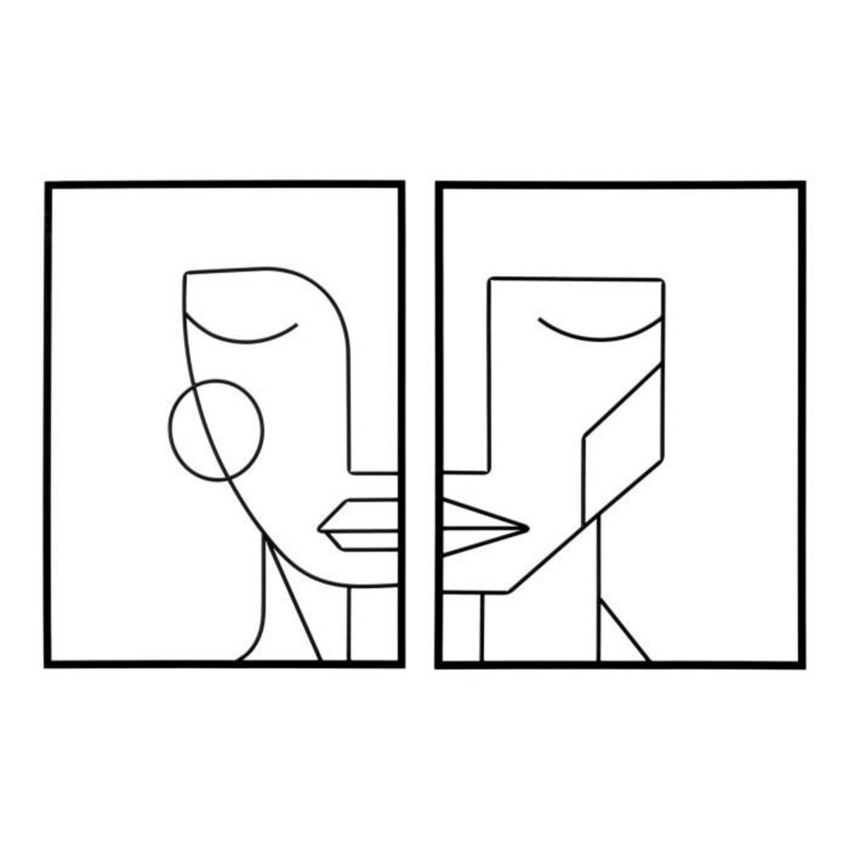 Paris Prix Lot de 2 Décorations Murales en Métal  Tribal  60cm Noir