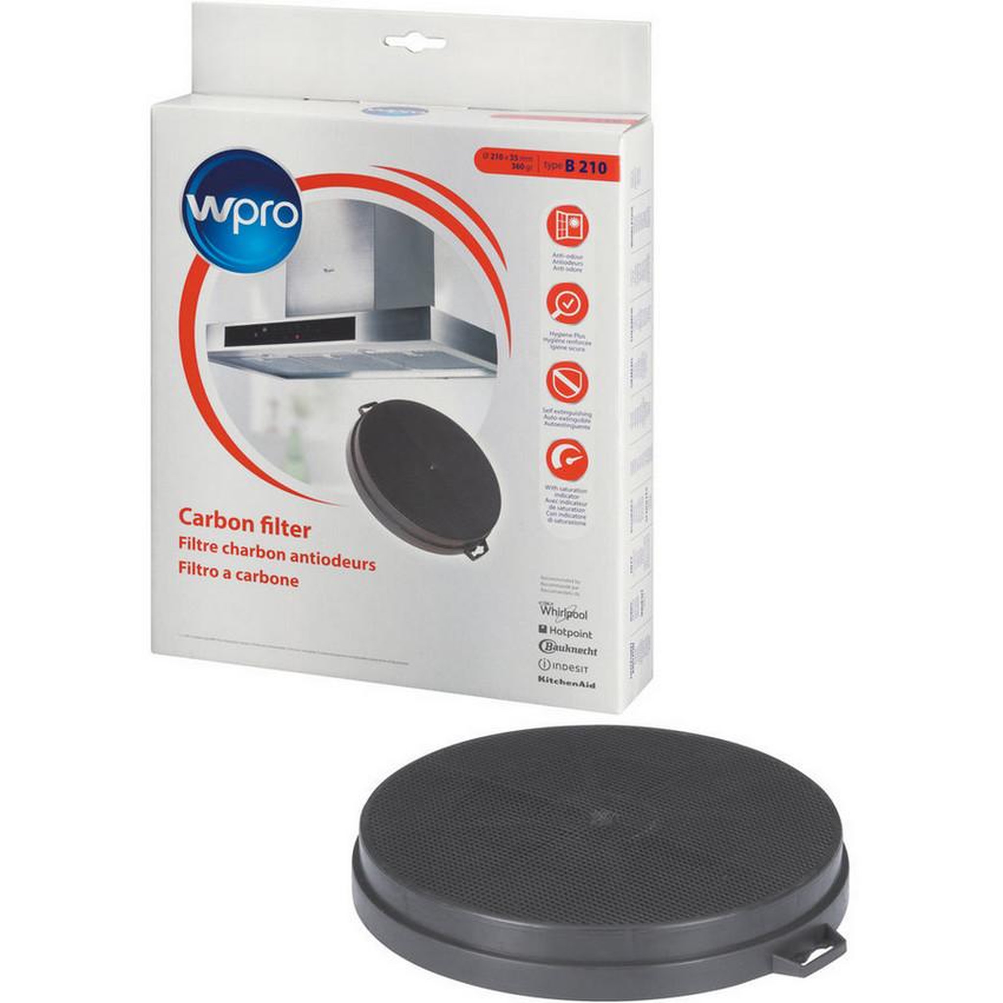 WPRO Filtre à charbon anti-odeurs pour hotte - chf210/1