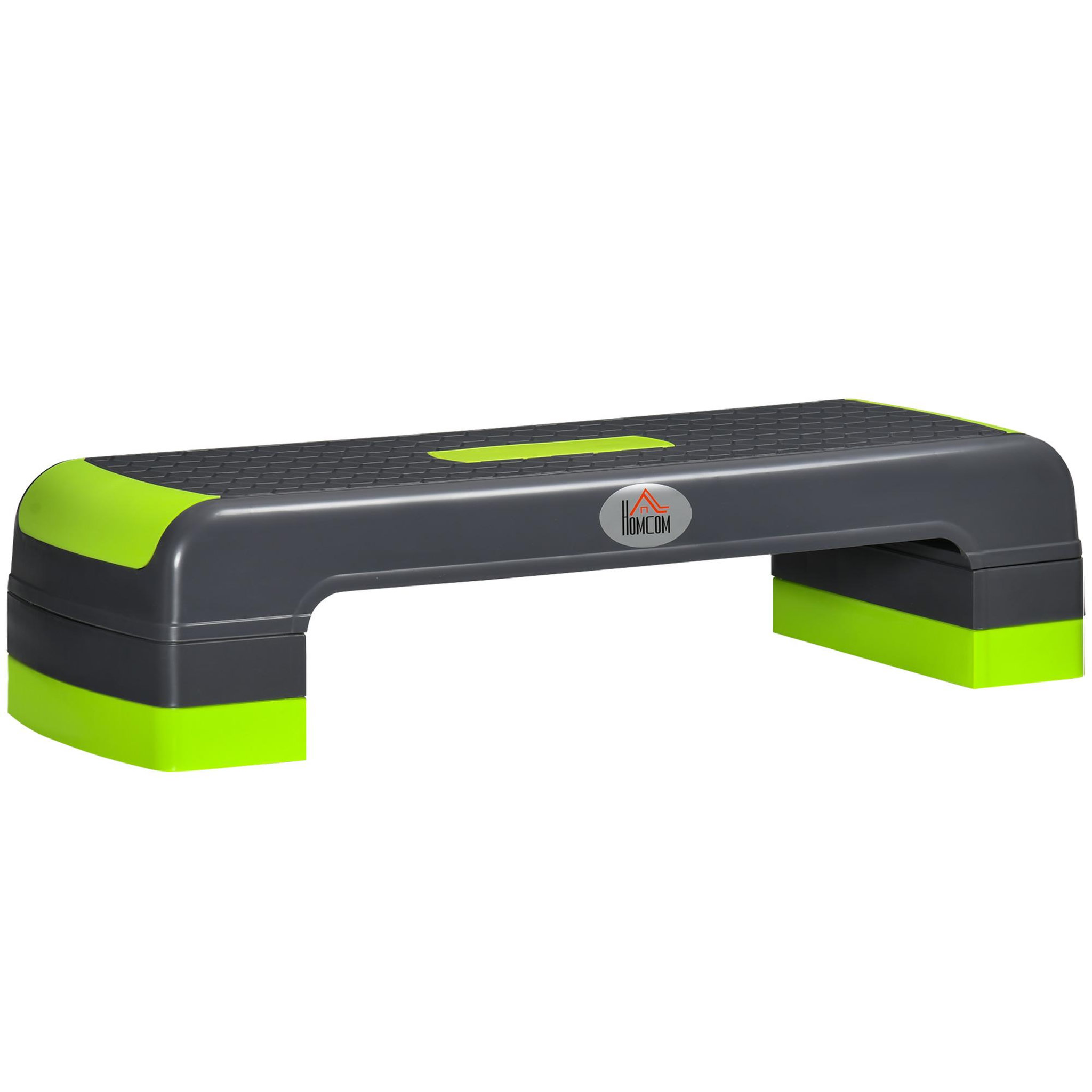 HOMCOM Stepper fitness aerobic hauteur reglable surface antiderapante dim. 78l x 28l x 10/15/20h cm pp noir vert