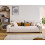 LISA DESIGN Pivoine - canapé droit 3 places - convertible avec coffre - en velours texturé. Coloris disponibles : Jaune, Gris, Orange, Bleu, Beige, Vert