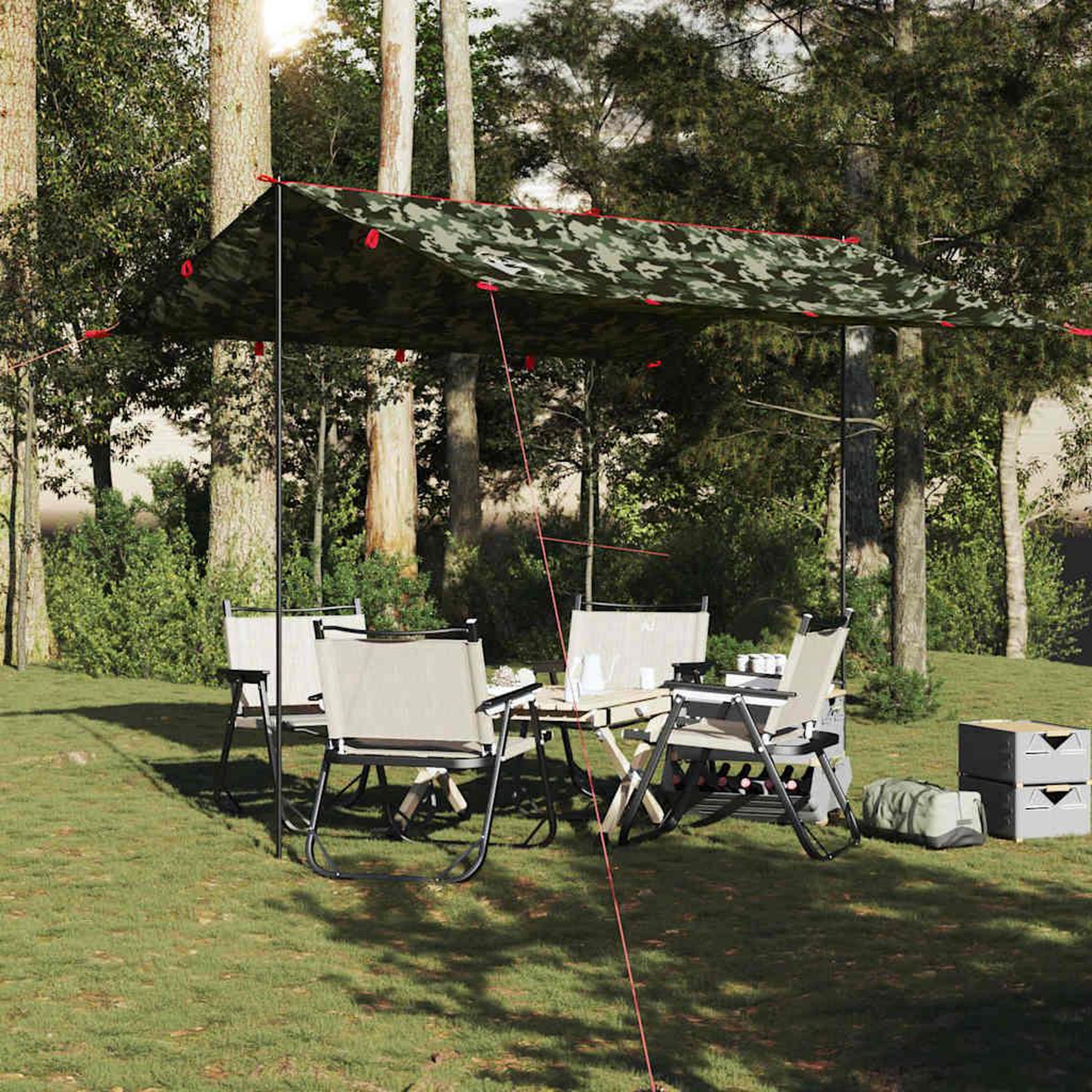 Voir la diapositive 3 : VIDAXL Bache de camping camouflage 306x306 cm impermeable