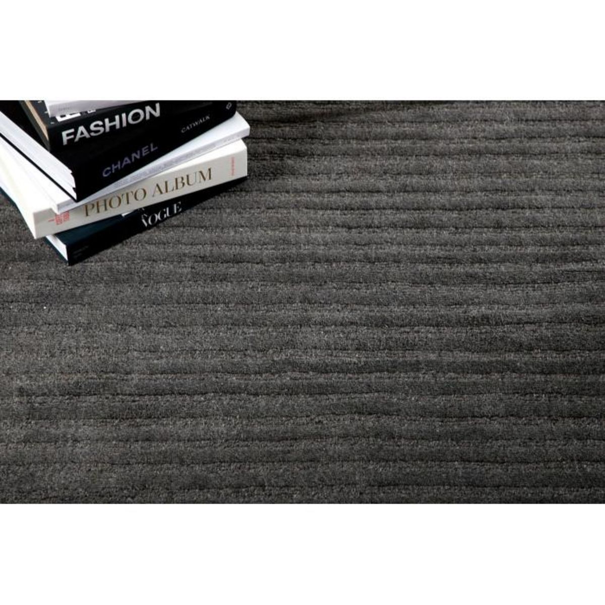Paris Prix Tapis Déco en Laine  Milton  202x300cm Gris Foncé