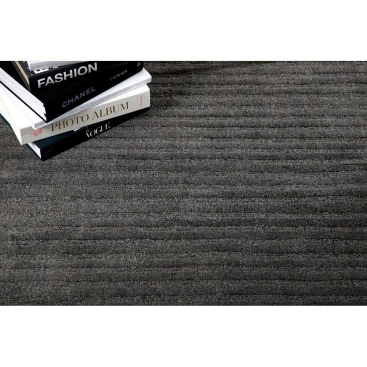 Paris Prix Tapis Déco en Laine  Milton  202x300cm Gris Foncé