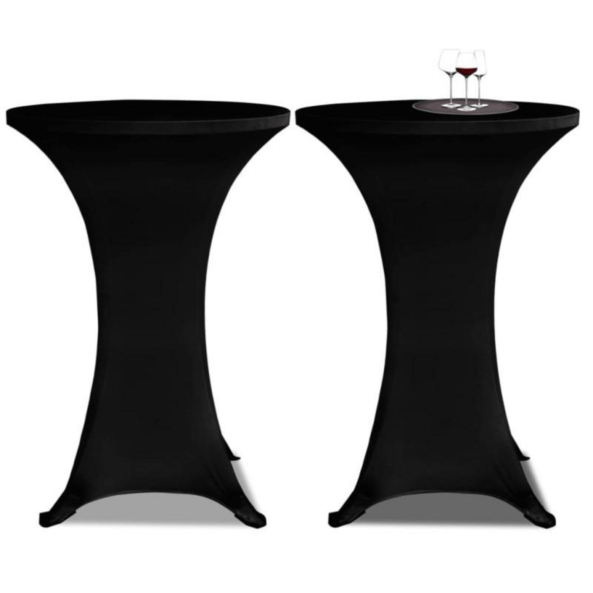 VIDAXL Housse de table Ø 70 cm Noir extensible 2 pcs