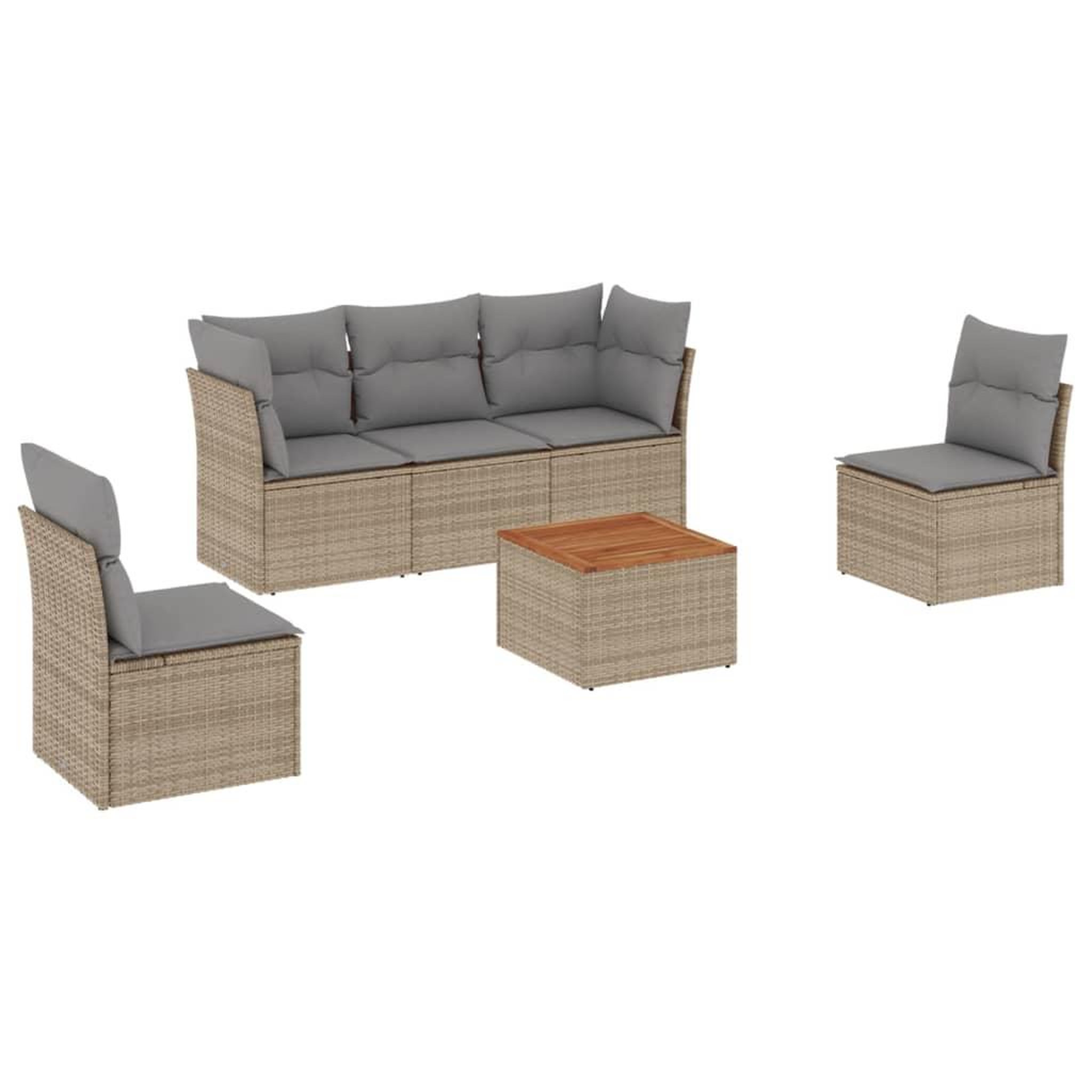 Voir la diapositive 2 : VIDAXL Salon de jardin avec coussins 6 pcs beige resine tressee
