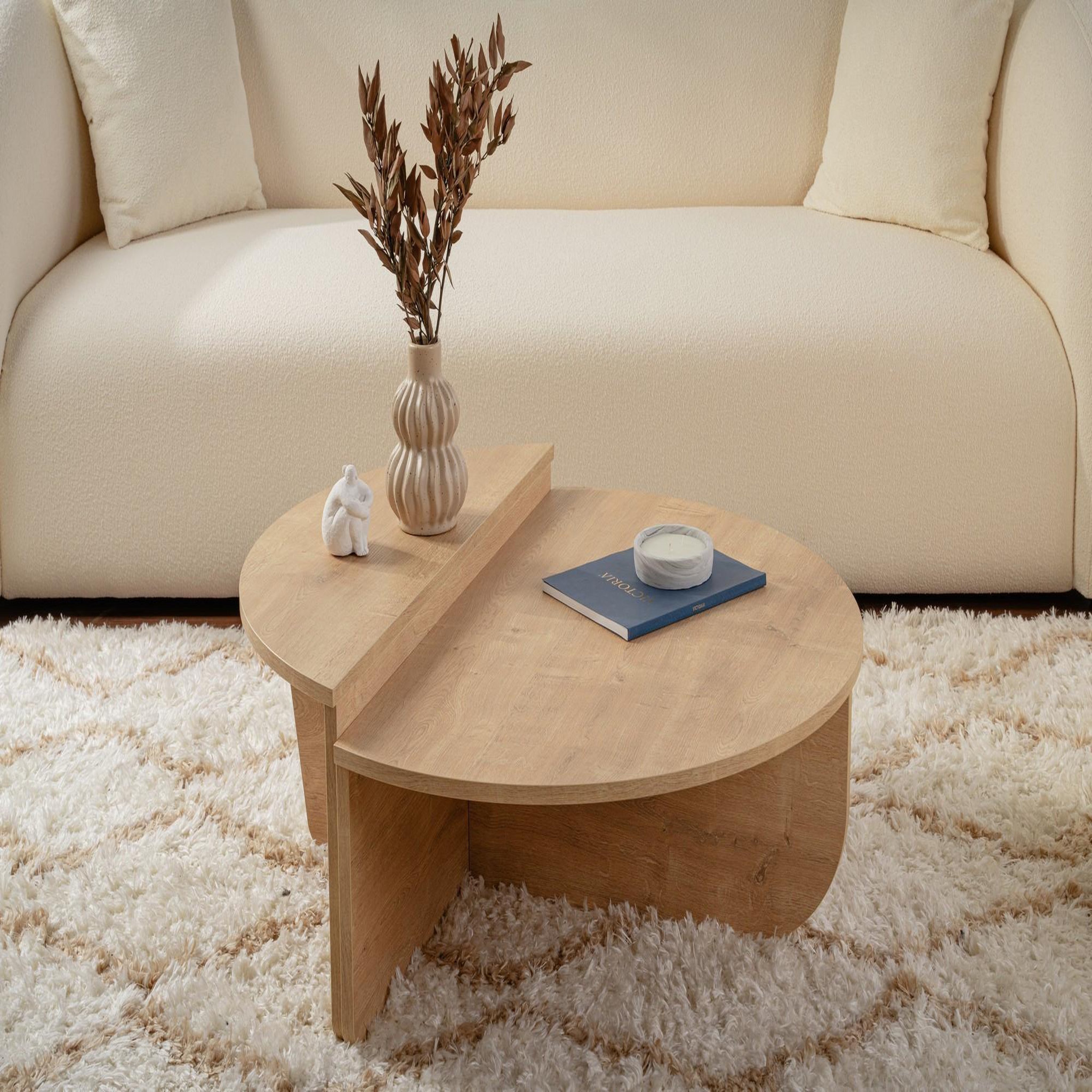 Voir la diapositive 2 : Habitat et Jardin Table basse en bois  orion  - 90 x 60 x 30 cm - chêne miel