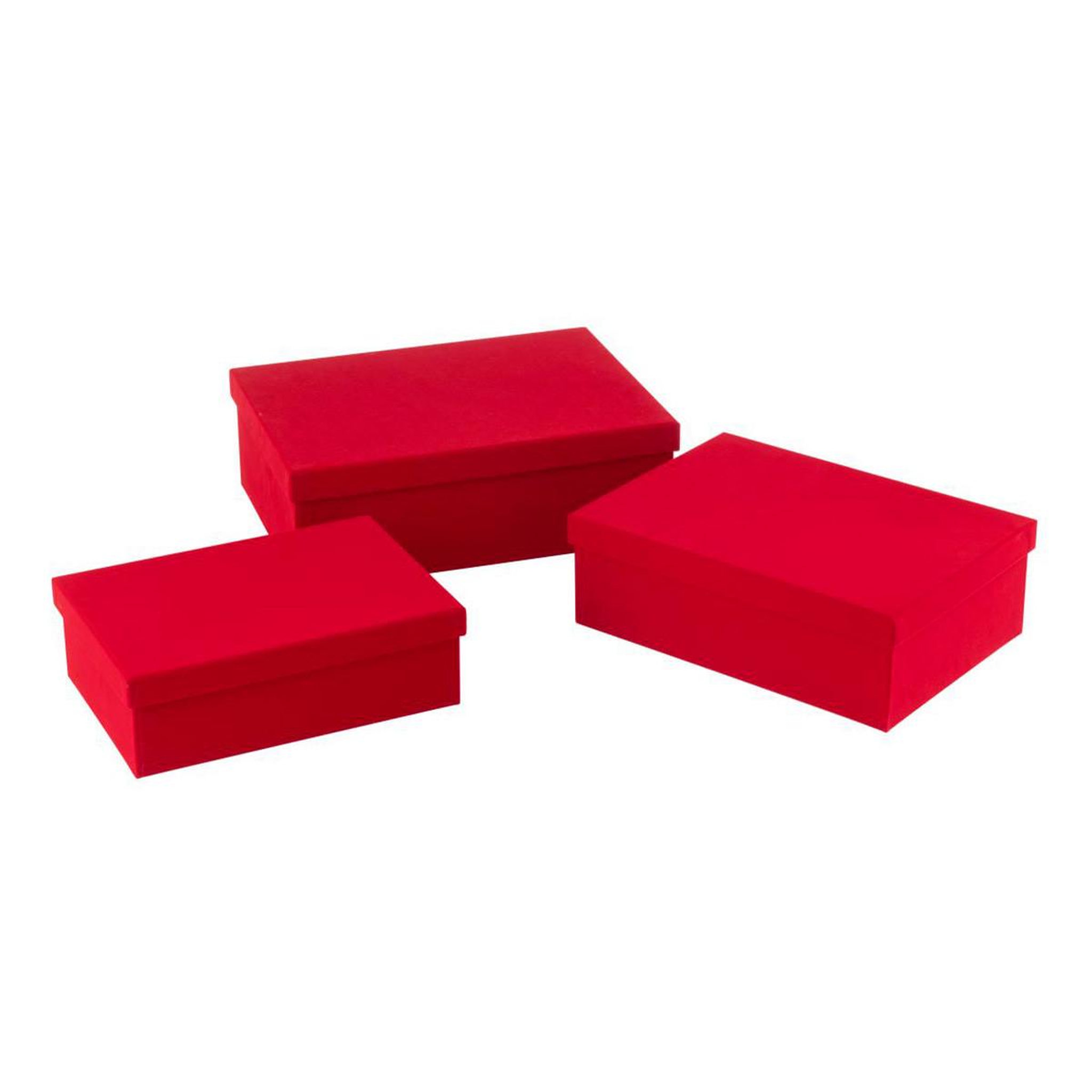 J-LINE Lot de 3 boîtes de rangement  vaughn  36cm rouge