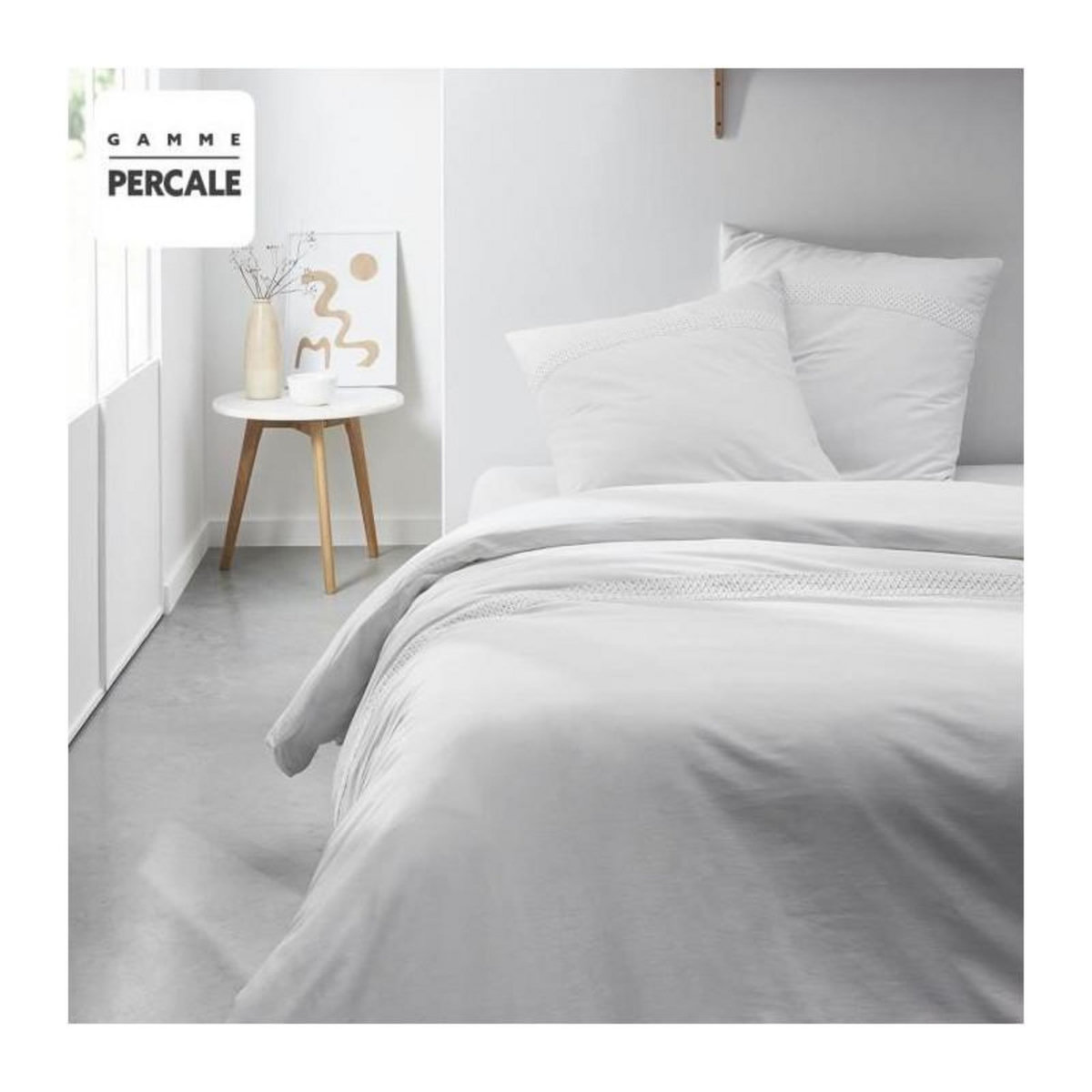Today Parrure de lit TODAY Prestige - 220 x 240 cm - 2 personnes - 100% Percale finition macramé - Craie