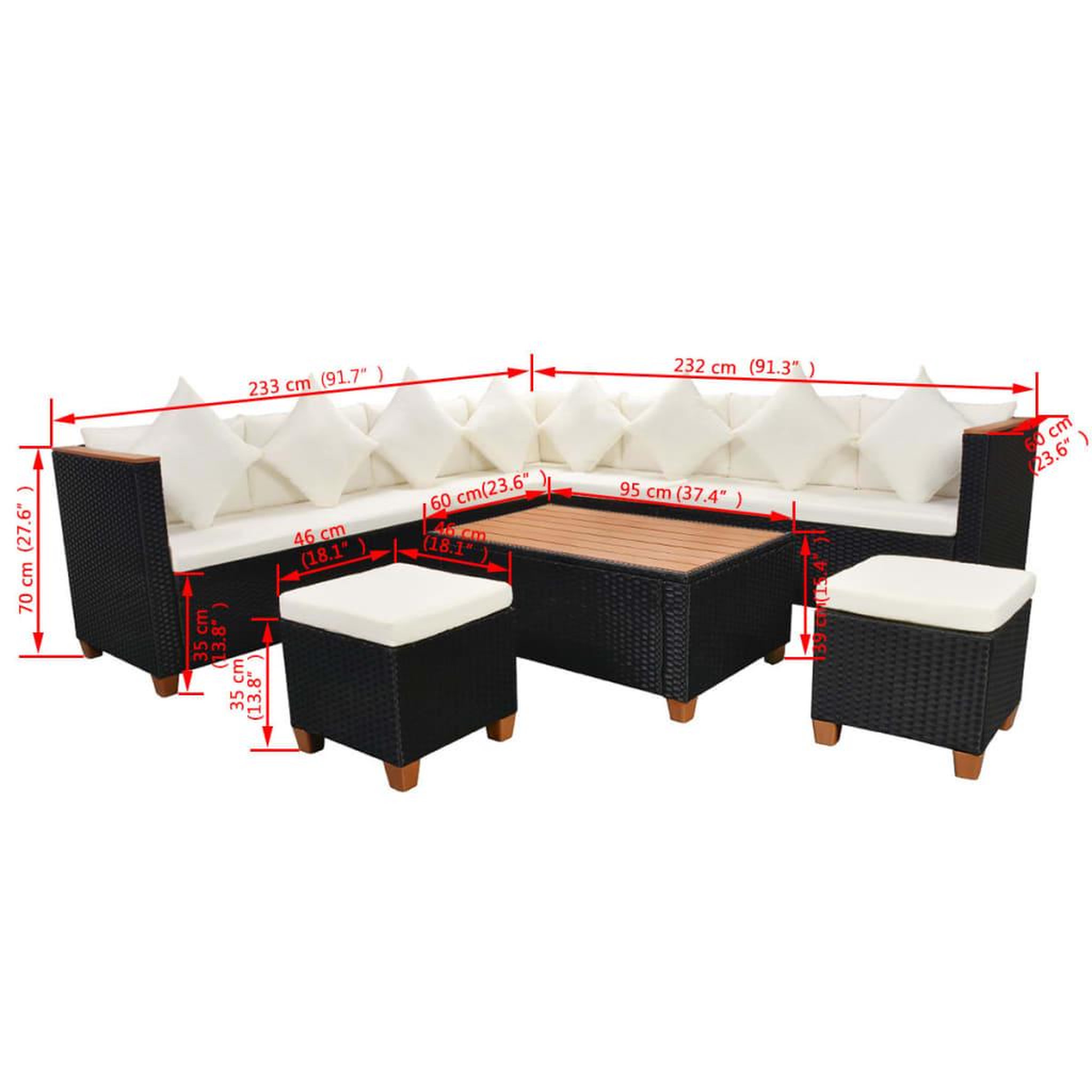 Voir la diapositive 6 : VIDAXL Salon de jardin 7 pcs avec coussins resine tressee noir