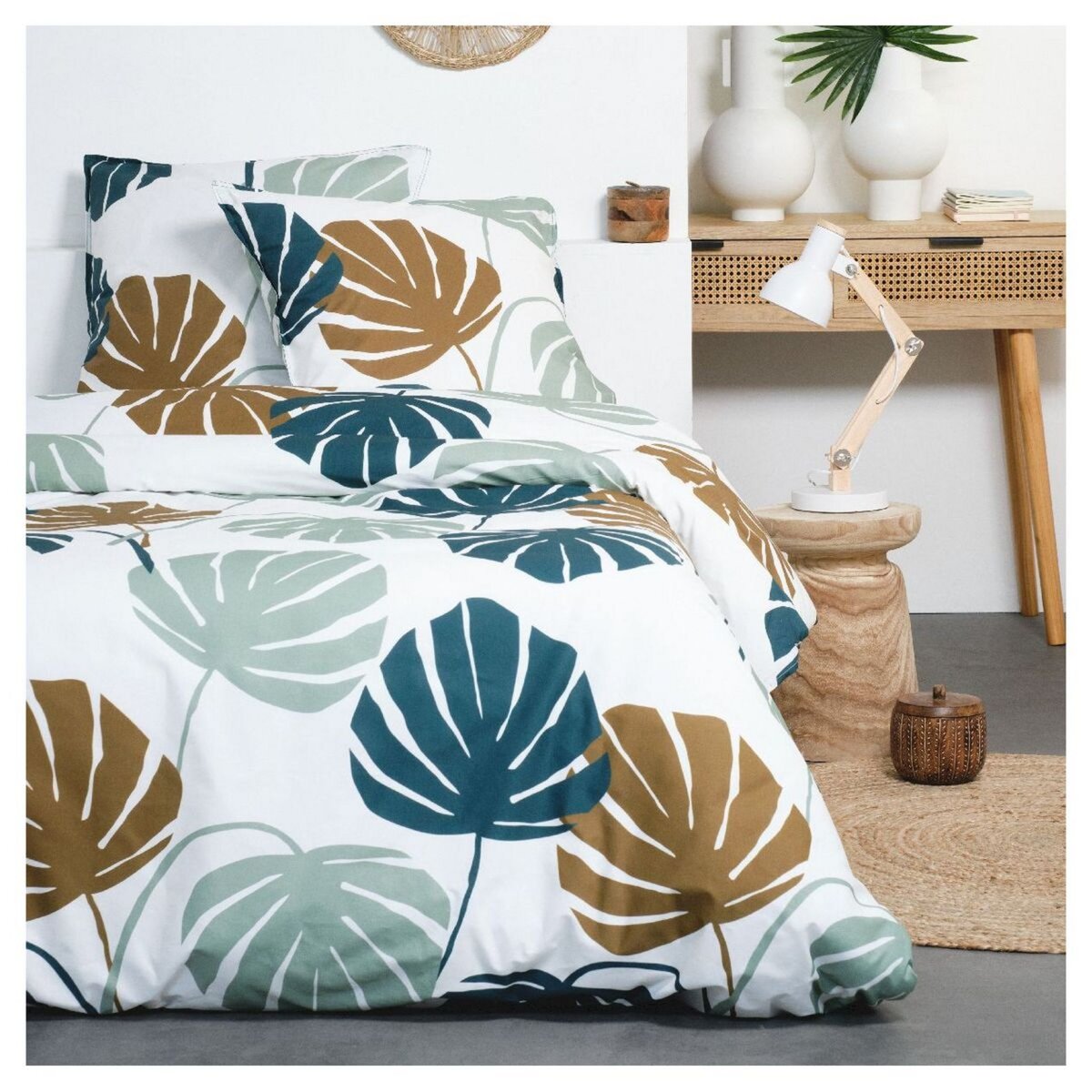 TODAY Parure housse de couette en coton imprimé Tropical pas cher