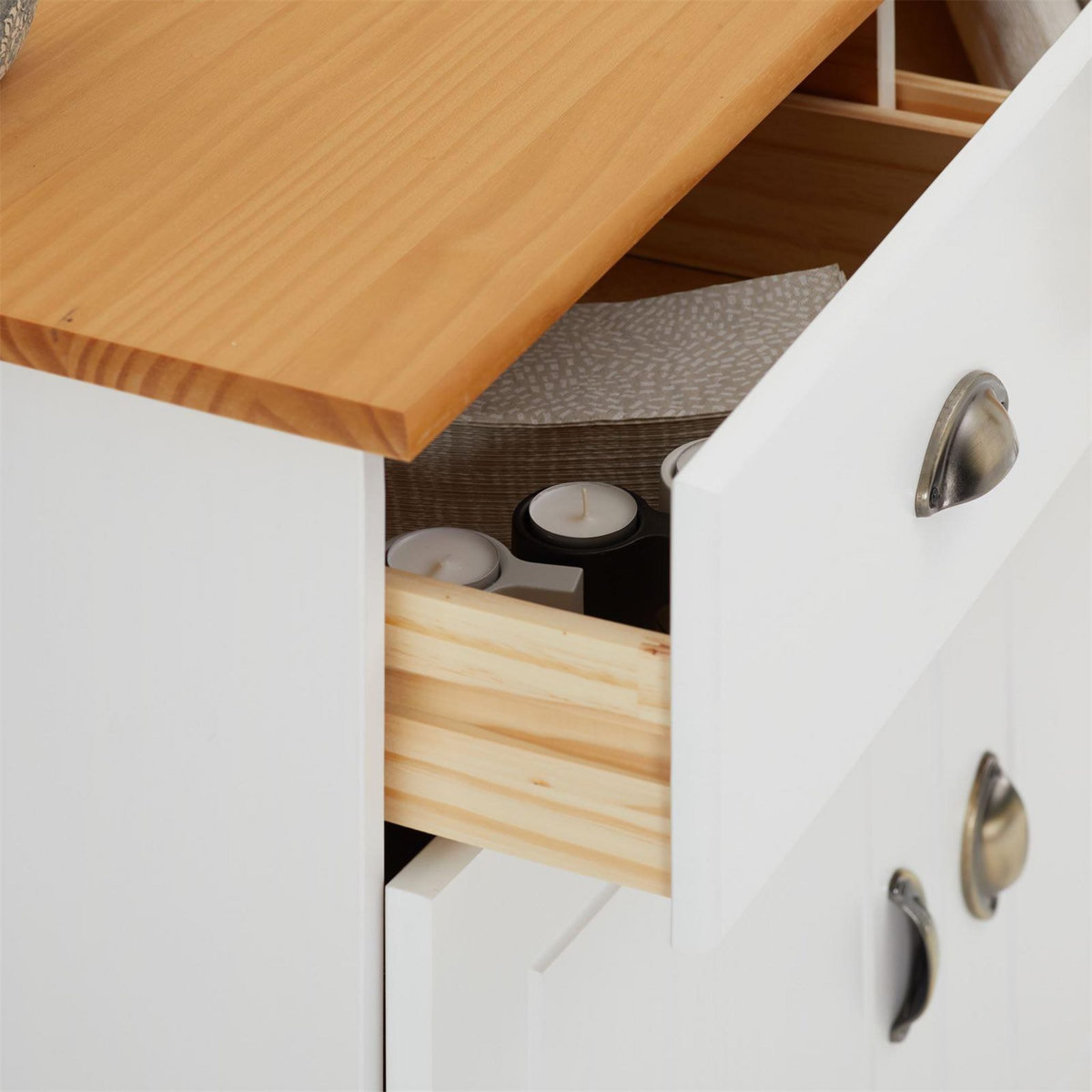 IDIMEX Buffet COLMAR en pin massif, 2 tiroirs et 2 portes